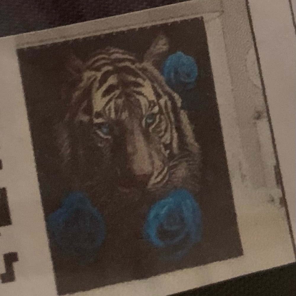 Tiger Print with Blue Roses